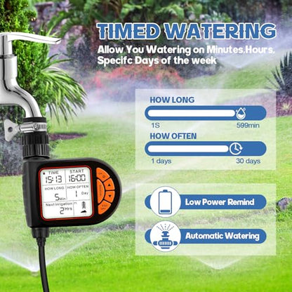 Kalolary 100FT Misting Cooling System with Timer and 30 Brass Mist Nozzles - size: 100FT with Water Timer