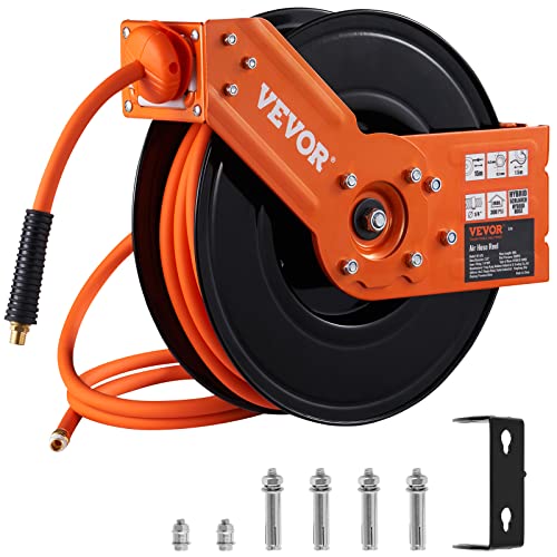 VEVOR Retractable Air Hose Reel 3/8 IN x 50 FT Hybrid Air Hose Max 300PSI - style: Open Reel