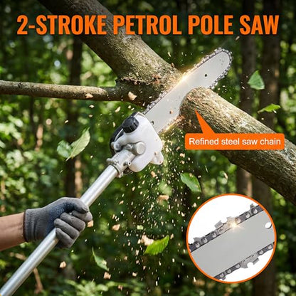 33CC Gas String Trimmer Brush Cutter 2 Cycle Multifunctional Pole Saw Hedge Trimmer Attachments EPA Compliant Aircooled Shoulder Strap Lawn Garden Tool
