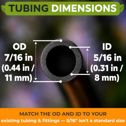 CARPATHEN 5/16" Irrigation Tubing Parts for Drip Irrigation Watering System - size: 200 ft