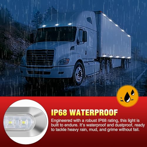 Nilight 3.7" White Oval Side Marker Light, 4 LED IP68 Waterproof - color: White 3.7" 10Pcs