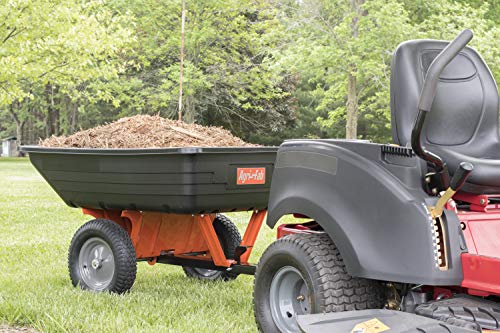 Agri-Fab 45-0533 650 lbs Tow Behind Poly Dump Cart, 10 CU. FT.; Lawn & Garden Cart/Trailer for Lawn Mowers, 16" Pneumatics Tires, Easy to Use Foot Pedal Dumping Lever - style: 650 lb. Poly Tow-Behind Dump Cart
