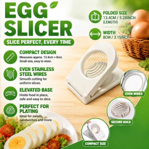 FANTEXY Egg Slicer with Stainless Steel Wires for Hard Boiled Eggs (White)