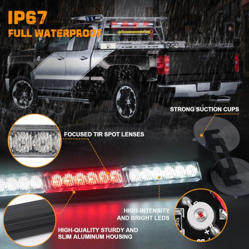 XRIDONSEN 35 inch Emergency Traffic Advisor Light Bar 48 LED Strobe Lights - color: Red/White