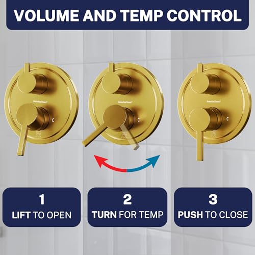 HammerHead Showers Solid Metal Two-Handle Shower Valve and Trim Kit, Volume and Temperature Control with Integrated Diverter, Pressure Balance Rough-In Valve Included, Brushed Gold - color: Brushed Gold