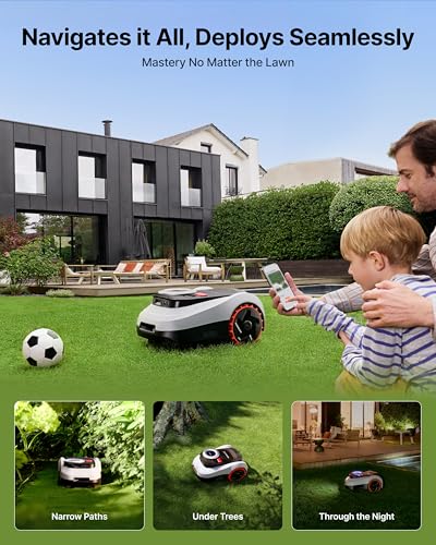 Segway Navimow i215 LiDAR Robot Lawn Mower Wire Free with Garage M, LiDAR & Vision Dual Fusion, Auto Mapping, Off-Road Wheels for 45% Slopes, Covers 0.37 Acre (Garage Shipped Separately) - style: i215 LiDAR + Garage M