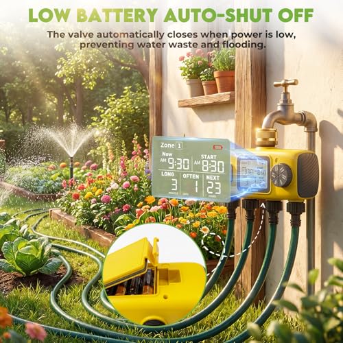 4 Zone Water Timer for Garden Hose, 4 Outlets Sprinkler Timer Kit
