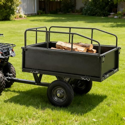 600/1500LBS Capacity 17/15 Cubic Feet Dump Cart Trailer, Heavy Duty Tow Behind Hauling & Dumping Wagon for ATV, UTV, Lawn Tractor and Garden Use