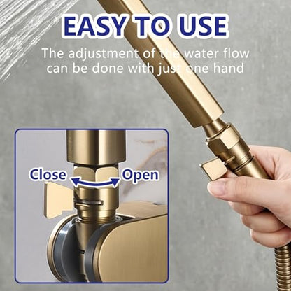 Brushed Gold Shower Head Flow Restrictor, 1/2" IPS Copper - color: Brushed Gold
