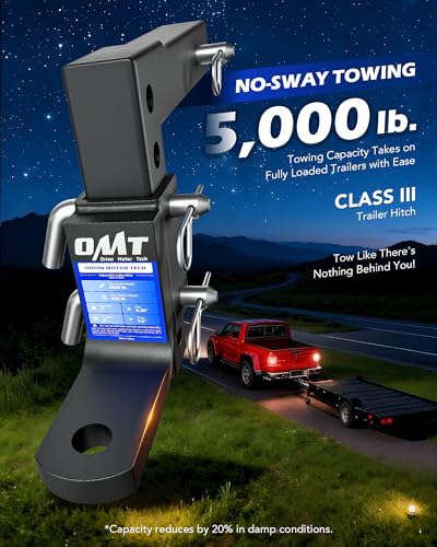 OMT Adjustable Trailer Hitch Ball Mount, 2" Receiver 5000 LBS 8-Position - size: 2" Receiver 9-1/2" Drop & 8-1/4" Rise, No Ball