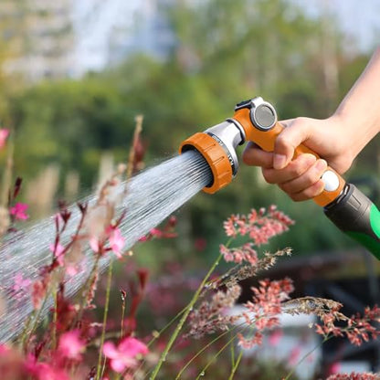 RESTMO Heavy Duty Hose Nozzle, Metal Garden Water Hose Sprayer - color: Orange