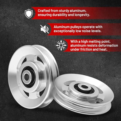 RitFit 90mm Aluminum Pulley Wheels, Power Rack Pulley Attachment - size: 2 pcs
