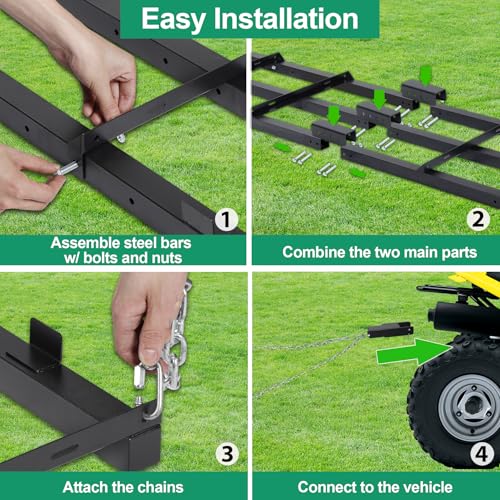 6 FT Drag Harrow Driveway Grader with 5 FT Chain - size: 6 FT