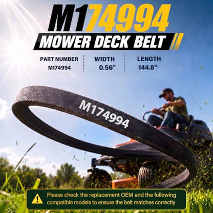 M174994 Deck Belt 0.56" x 144.8" Replacement for John Deere - size: M174994