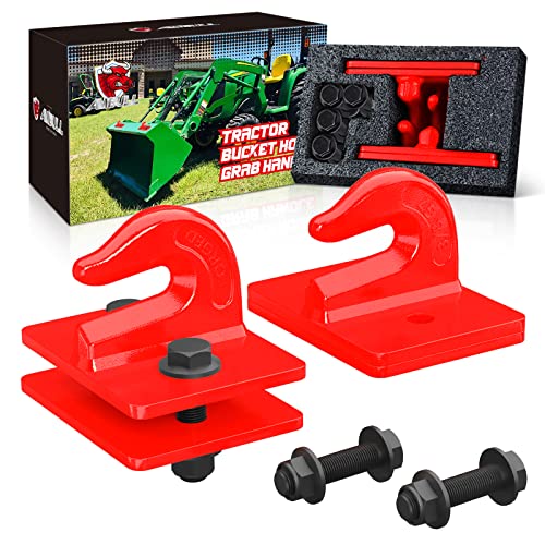 Tractor Bucket Grab Hook Grade 70 Forged Steel Bolt On Grab Hook 3/8" Tow Hook Mount with Backer Plate, Work Well for Tractor Bucket, RV, UTV, Truck, Max 15,000 lbs, 2 Pack, Red - color: Red