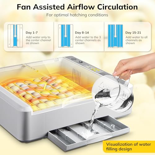 36-60 Egg Incubator with Automatic Egg Turning and Humidity Control, Chicken Egg Incubator with Digital Display, Adjustable Egg Incubators for Hatching Eggs Include Chicken Duck Quail Eggs