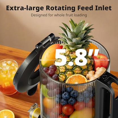 AIRMSEN Juicer Machines, 5.8" Large Feed Chute Cold Press Juicer, 300W