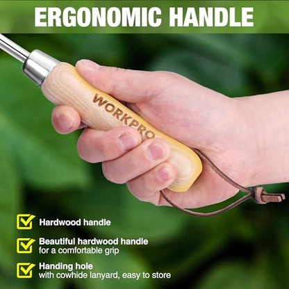 WORKPRO Crack Weeder, 13.5" Stainless Steel Weeding Tool, Wooden Handle
