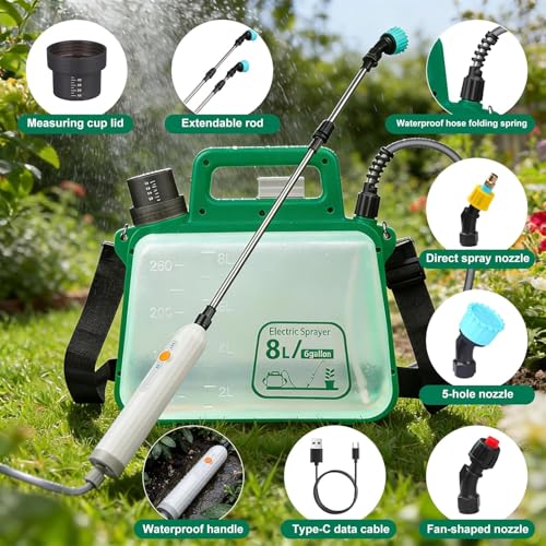 SunSettler 2 Gallon Electric Weed Sprayer with Telescopic Wand - size: 8L
