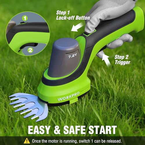 WORKPRO 7.2V 2-in-1 Cordless Hedge Trimmer & Grass Shears - style: Handheld Grass Shear