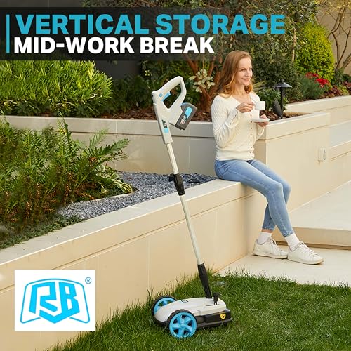 RB 40V 9" Mini Cordless Lawn Mower with Battery & Charger for Small Yards - size: 9 IN