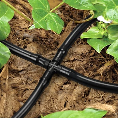 45 Pack 1/4" Drip Irrigation Cross Fittings, 1/4'' Dripline Barbed Cross Tee Connectors for 1/4 Inch Irrigation Tubing 4-way T Parts for Garden Drip Systems - size: 1/4" Cros-45P