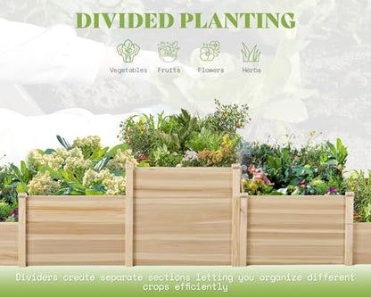 AMERLIFE 3-Tier Raised Garden Bed, 28 Inch Depth Fir Wood Planter Box for Outdoor Gardening with Dividers, Tool-Free Assembly, Garden Box, Ideal for Vegetables, Herbs, Flowers - size: 7.7 x 7.5 x 2.36 ft