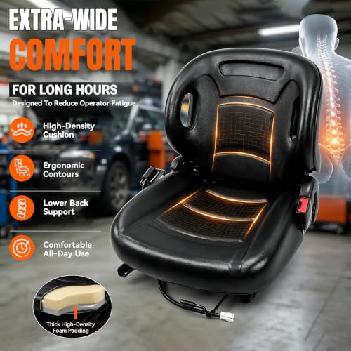 Universal Forklift Seat, Wing Back Mechanical Suspension Cushion