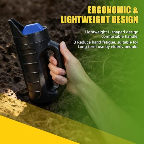Adjustable Handheld Seed Shaker – Hand Spreader - 90oz Capacity Multi-Purpose Spreader for Fertilizer, Grass Seed, Ice Melt & Lawn Care - color: Blue