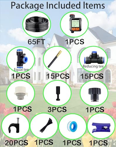 360° Adjustable Drip Irrigation System – Garden Watering Sprinkler System - size: 65 FT