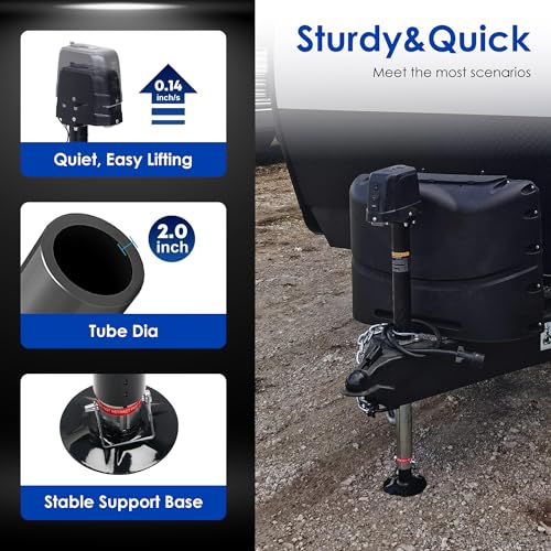 POLESTAR Electric Trailer Jack 3500lbs, Power A-Frame Electric Tongue Jack for Lifting RV Travel Utility Trailer Camper, Trailer Jack with 4.5" Drop Leg & LED Light & Manual Crank, 9-27" Lift - size: Electric A-Frame 3500 lbs