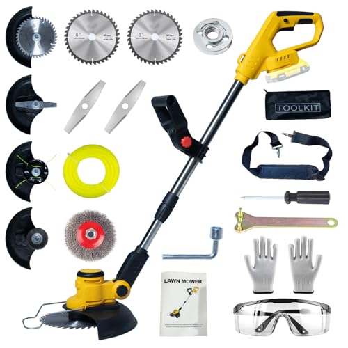for Dewalt 20V Battery with 4 Types Blades, Brushless Motor, Lightweight Grass Trimmer/Brush Cutter for Lawn Lightweight Grass Trimmer/Brush Cutter for Lawn, Yard and Bush Trimming