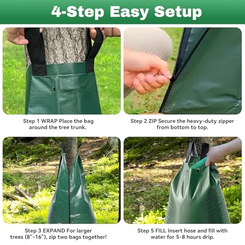 20 Gallon Tree Watering Bag 1Pc, Slow Release Drip Irrigation for New Trees, Durable PVC Deep Root Watering Device for Water Saving, Garden & Orchard