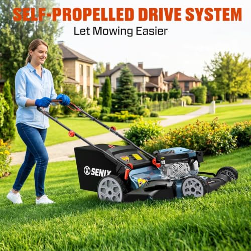 SENIX 22 Inch Self Propelled Gas Lawn Mower 170cc 4-Cycle RWD Mower