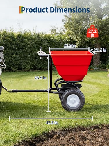130 lbs Tow-Behind Broadcast Spreader, Pull Behind Fertilizer&Seed Spreader