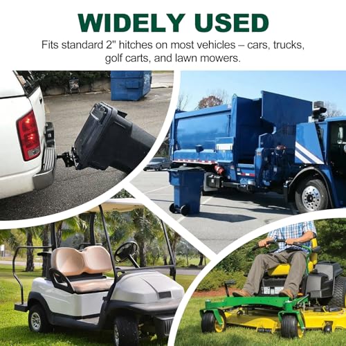 2" Trash Can Grabber Hauler with Hitch Receiver - Towing Attachment for Lawn Mower & Garden Tractor Garbage