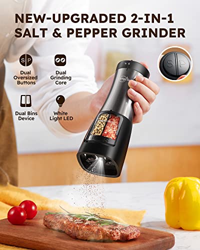 Sangcon 2-in-1 Automatic Electric Salt and Pepper Grinder with LED Light - color: Battery-Operated