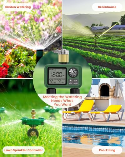 Water Timer for Outdoor Garden Hose, Sprinkler Timer for Garden - style: 2 Brass Outlet