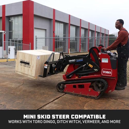 Titan Attachments Mini Skid Steer Pallet Fork Frame, Universal SSQA Connection, Rated 4,000 LB, C2 Hay Spear & Stabilizer Spear Sleeves Included - style: Frame Only