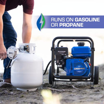 DuroMax XP652WX 212cc 158-Gpm 2-Inch Dual-Fuel Portable Semi-Trash Water Pump - style: 158-GPM 2-Inch Dual Fuel Pump