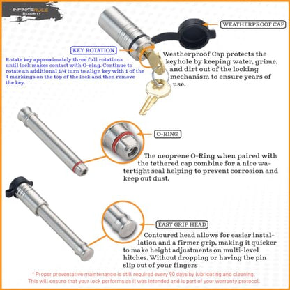 61073 | Receiver Lock for 3" Receiver - color: 1PK (1) Receiver Lock, size: Fits: 3.0" Receiver