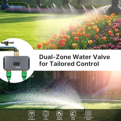 MOES WiFi Sprinkler Timer 2 Zone with BLE Hub, Brass Inlet & Outlet, Grey