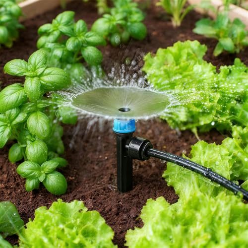 30 Pack Quick Connect Drip Emitters Set for 1/4" Irrigation Tubing, Adjustable 360 Degree Water Flow Irrigation Sprayer 15pcs Vortex Emitter+ 15pcs Stream Dripper for Garden Watering System - color: Push Emitters-30P