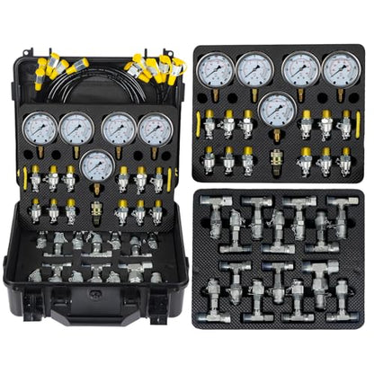 Hydraulic Pressure Test Kit 5 Gauges 10000 PSI 13 Couplings 5 Hose