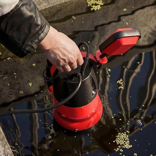 Prostormer 1HP 3700GPH Submersible Sump Pump with Automatic Float Switch - color: Red