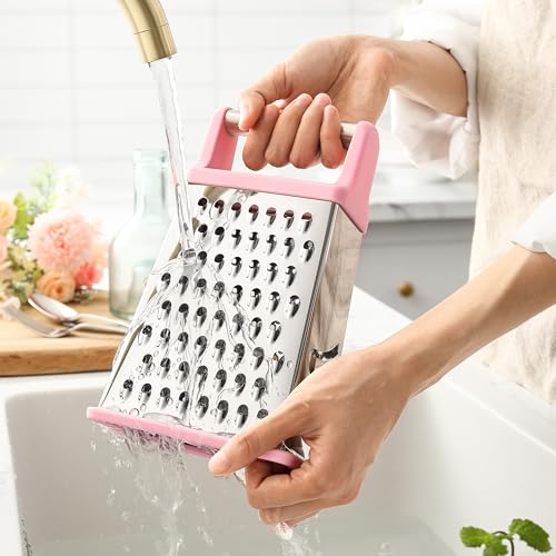 Spring Chef Stainless Steel XL Cheese Grater for Kitchen, Pink Lemonade - color: Pink Lemonade