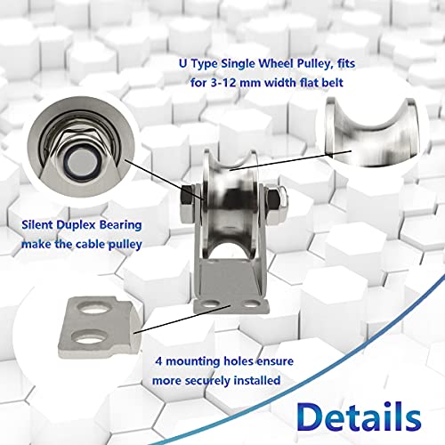 Groove Pulley Wheel Stainless Steel Wall Mounted Pulley, U Type - size: 1 Pack
