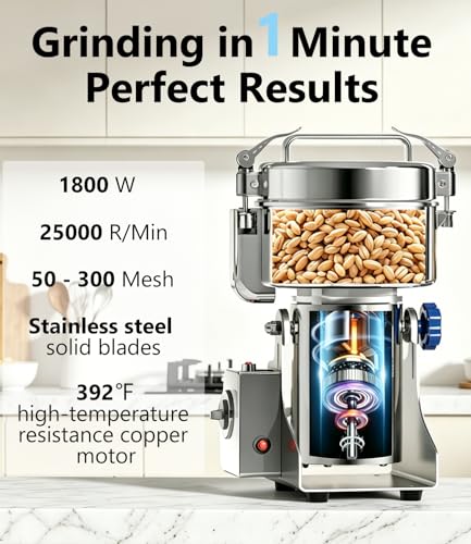 Electric Grain Mill 1000g Flour Mill Home for Wheat Corn Rice Herbs Spices - size: 1000g