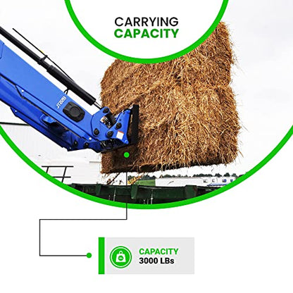49" Hay Bale Spear 3000 LBs Capacity, C-2 Bale Spike Square Tapered Forged - 1 3/4" Conus 2, Bale Hay Spike with Hex Nut & Weld in Sleeve