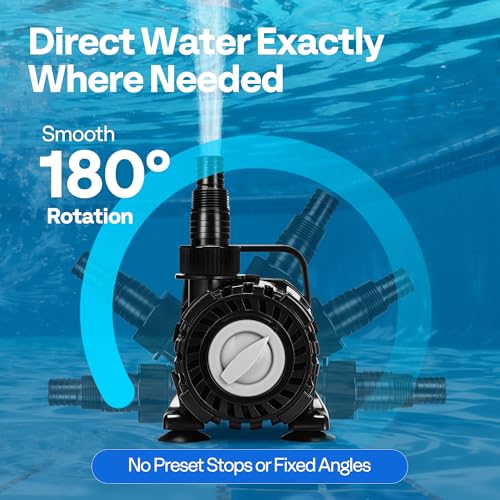 VIVOHOME 120W Pond Pump, 800-2100GPH Adjustable Flow Submersible Water Pump - size: 800-2100GPH